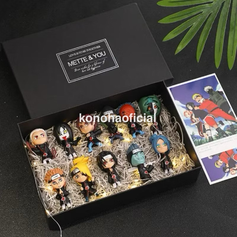 Kit 11 Akatsuki Action Figure Boneco Miniatura Colecionáveis do Anime Naruto Itachi Uchiha Tobi Zetsu Deidara Hidan Pain