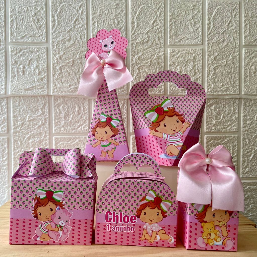 Kit Festa Moranguinho Baby  Personalizados Lembrancinhas Caixinhas Para Festa PEGUE E MONTE