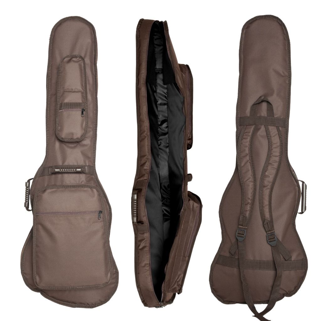 Capa Bag para Contra baixo acolchoada 2 Bolso cargo Premium Marrom