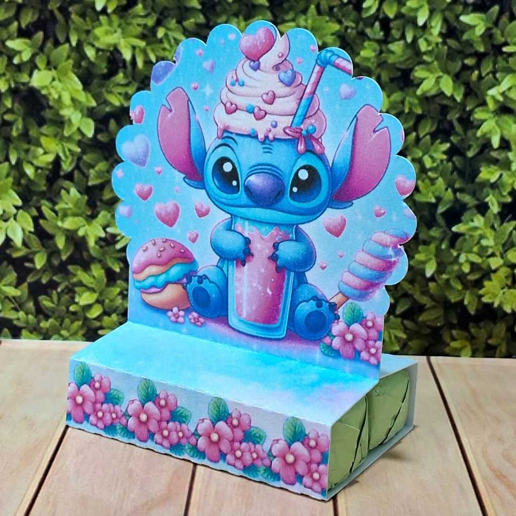 Porta Bis Personalizado para Lembrancinha de Festa, Aniversário Stitch Doce Pegue e Monte