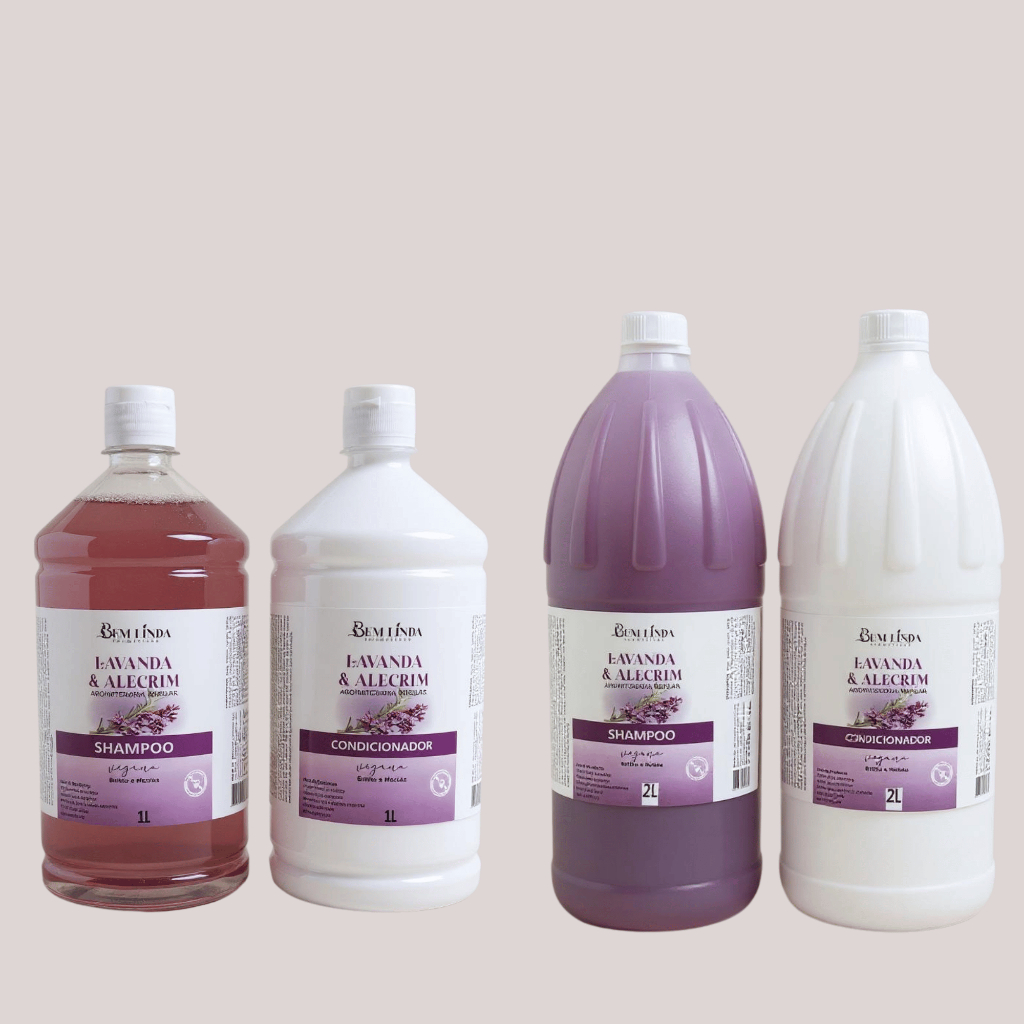 Kit Shampoo E Condicionador Vegano Lavanda E Alecrim - Kit de 1 Litro E 2 Litros Profissional Salão