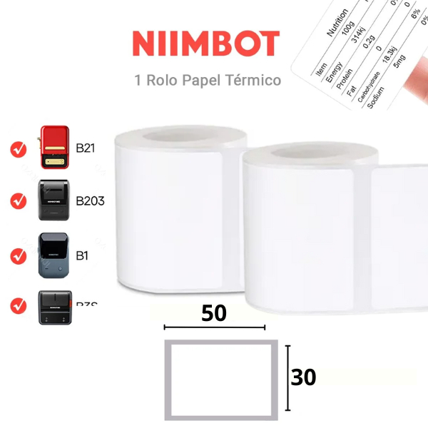 2 Etiqueta 50x30 Niimbot B21 B1 230 Etiquetas P/ Rolo