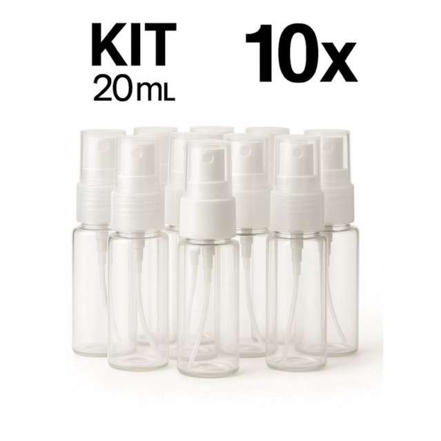 Kit 10 Frascos PET 20Ml com Válvula Spray R18/410 – Para Perfumes, Aromatizadores, Cosméticos em Oferta na Shopee