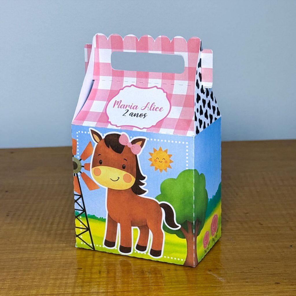 Caixa Maletinha Joy Personalizada | Chá de bebe | Lembrancinha aniversário Fazendinha menina