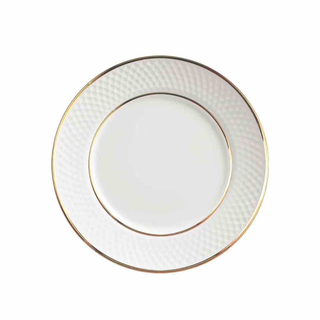Prato Raso individual  Cerâmica 29cm Borda Dourada Filete Ouro prato de jantar