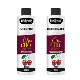 Shampoo e Condicionador Cacheados Cereja Gota Dourada - 300ml cada em Oferta na Shopee