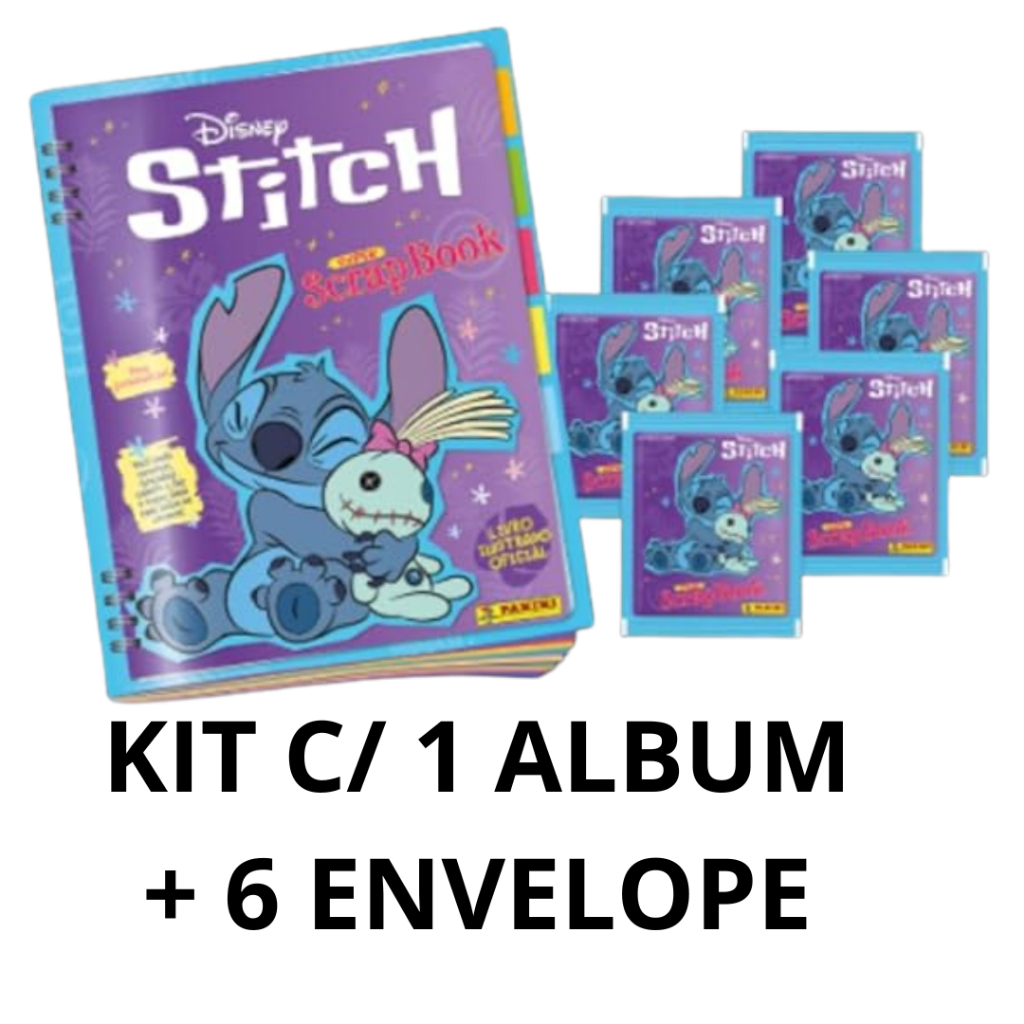 Kit C/ 1 Álbum Brochura + 6 Envelopes de Figurinhas Stitch em Oferta na Shopee