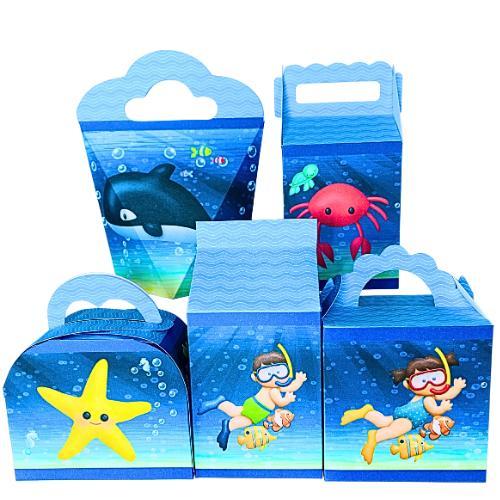 Kit Caixinhas Festa Fundo do Mar Lembrancinha Tema Fundo do Mar Infantil Aniversario Menino e Menina Pegue e Monte