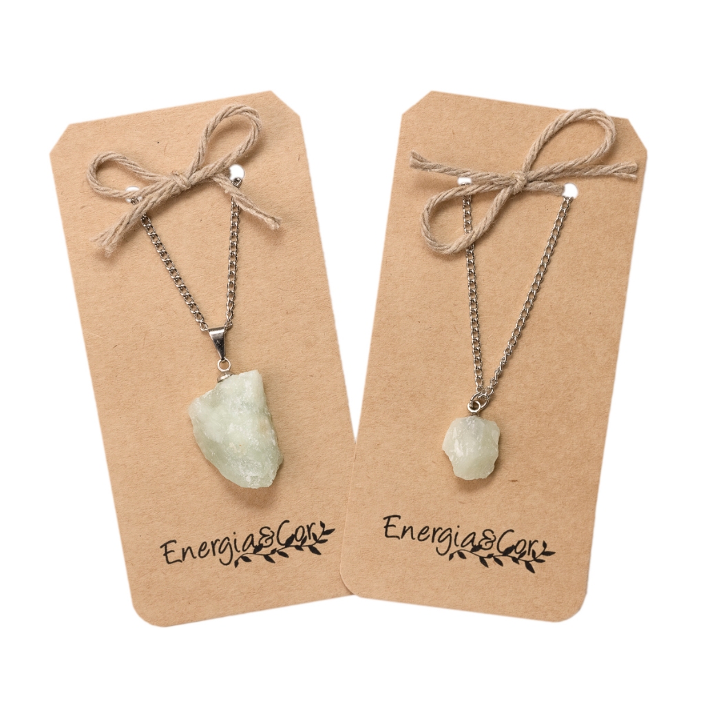 Tornozeleira mais Colar Pingente Pedra Natural Jade
