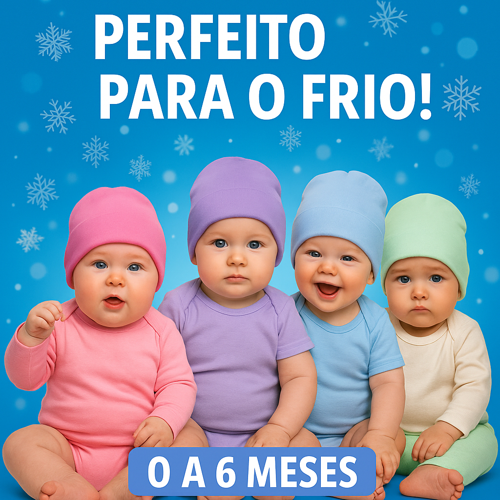 Touca De Frio Bebê Gorro 0-6 Meses Boina Unissex Menino Menina Forrada Acessório Infantil Brinquedo