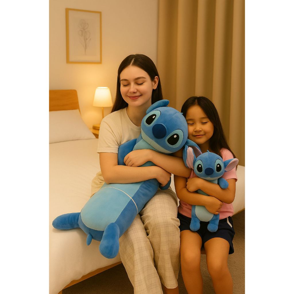 Pelúcia Gigante Xuxão Stitch 1,10m e Travesseiro Xuxão Almofada de Corpo Stitch  65 cm Bichinho de Pelúcia confortável
