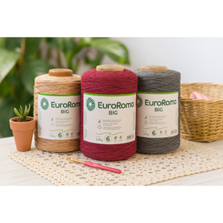 Barbante EuroRoma Big Fio 6 – Cone 1,8kg – Crochê e Tricô Econômico em Oferta na Shopee