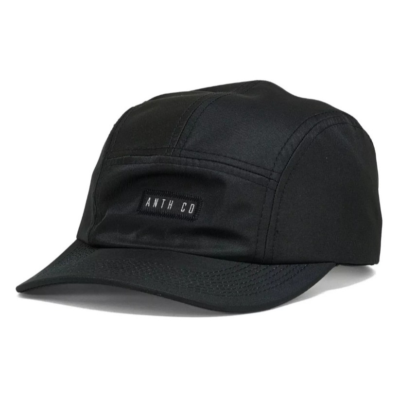 Boné Five Panel Aba Curva Anth Co Original Preto Impermeável Skate e Streetwear Unissex 5 Panel