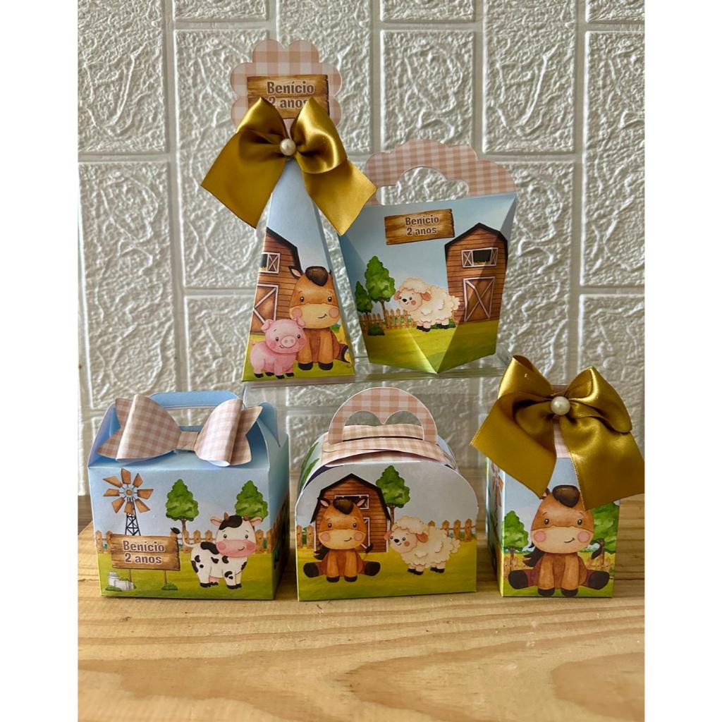 Kit Festa Fazendinha Marrom , Fazendinha Caramelo  Personalizados Lembrancinhas Caixinhas Para Festa PEGUE E MONTE