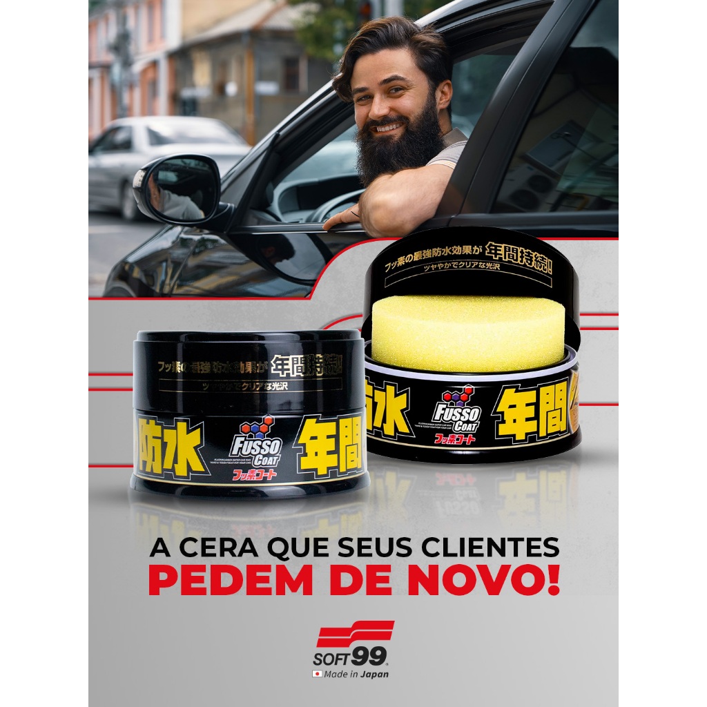 Detalhes do Cera Soft99 Fusso Coat 12 Meses Proteção Carros Claros/ Escuros 200g