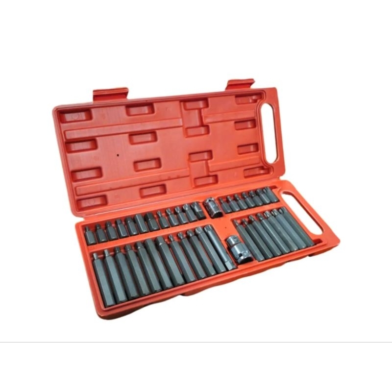 jogo com 40 bits multidentados allen e torx hexagonal 3/8 1/2
