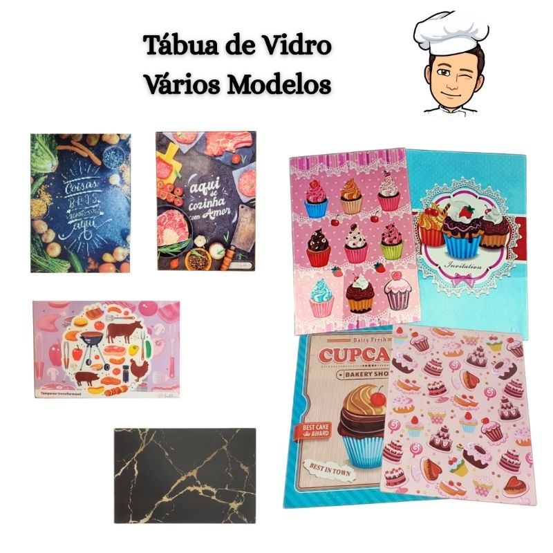 Tábua de Vidro Temperado Desenhos em Oferta na Shopee