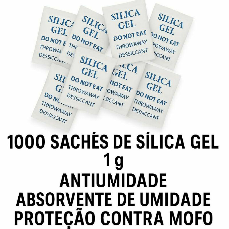 1000 Sachês de 1g de Sílica Gel Antiumidade | Absorvente de Umidade | Proteção Contra Mofo | Não Tóxico em Oferta na Shopee