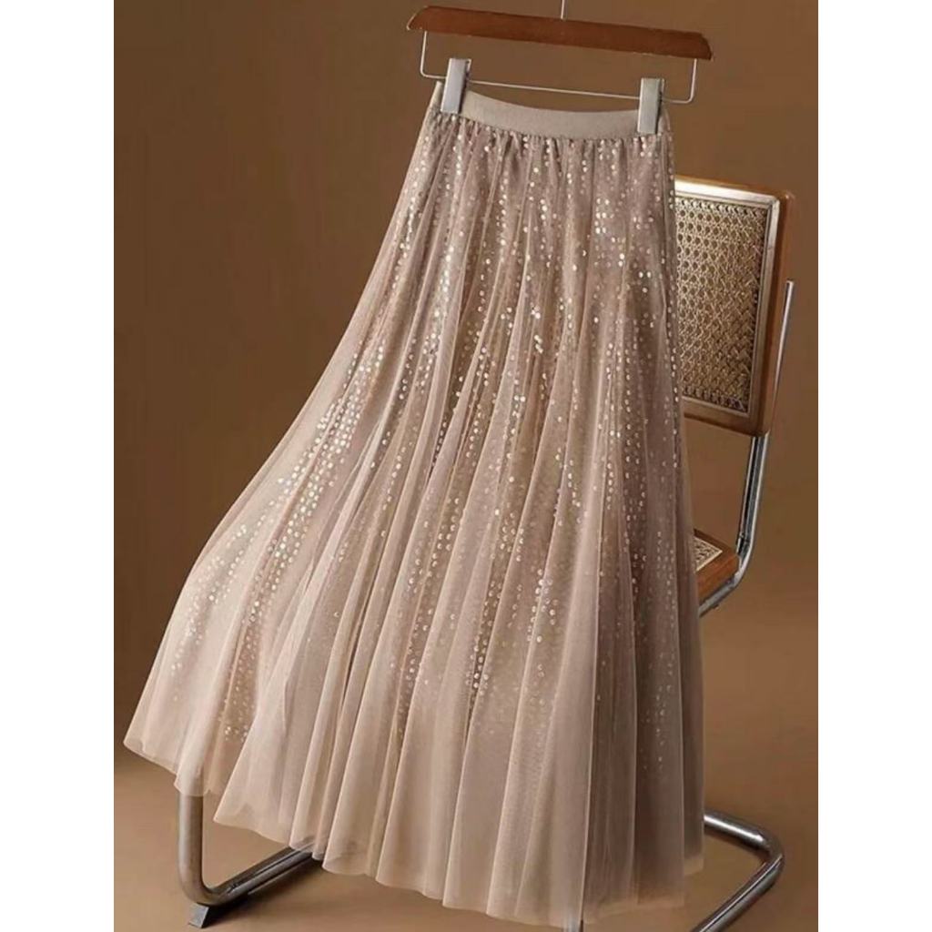 Saia de malha de lantejoulas feminina verão nova cintura alta hip cobrindo comprimento médio 82 em Oferta na Shopee