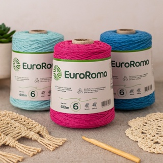 Barbante EuroRoma 600g Fio 6 – Maciez, Resistência e Sustentabilidade para Crochê e Tricô em Oferta na Shopee