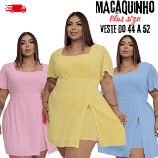 Macaquinho Feminino Plus Size Elegante Short Saia Vestido Soltinho Confortável Vestido Plus Size em Oferta na Shopee