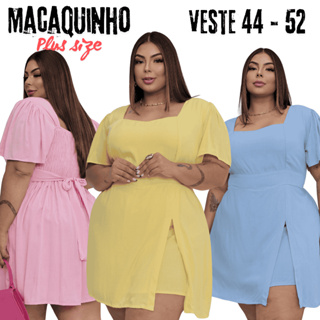 Macaquinho Feminino Plus size Short Saia Vestido Feminino Tecido Viscolinho Elegante em Oferta na Shopee