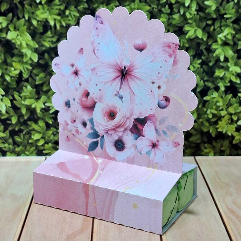 Porta Bis Personalizado para Lembrancinha de Festa, Aniversário Borboleta Rosa Pegue e Monte