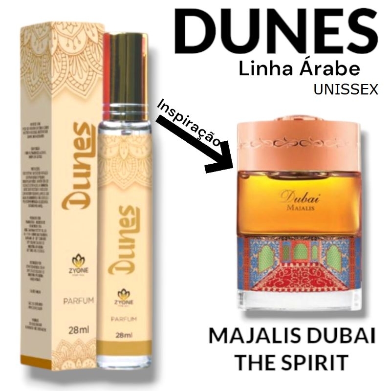 Perfume MAJALIS THE SPIRIT OF DUBAI ZYONE Dunes 10ml e 28ml MARCANTE FIXA E PROJETA MUITO