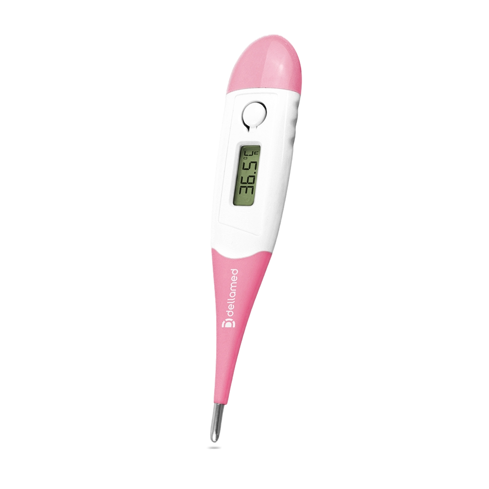 Termômetro Digital Clinico Ponta Flexivel Rosa com Protetor acrilico