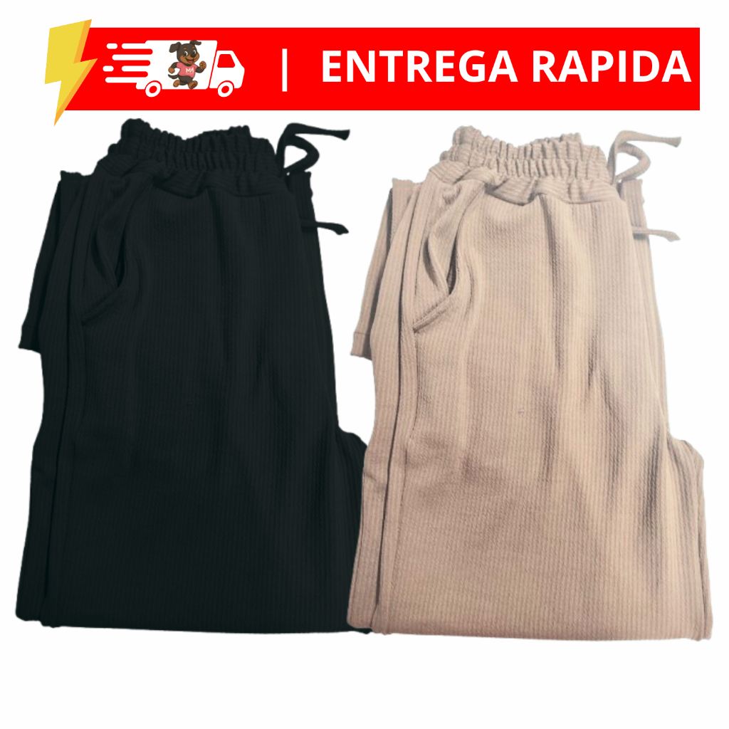 Calça Pantalona Feminina com bolso lateral cintura alta zero transparência IMPORTADA