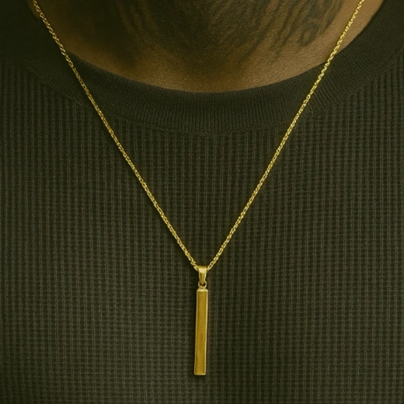 Cordão Corrente 100% em moeda antiga mais pingente Pendulo Bastão com 70cm