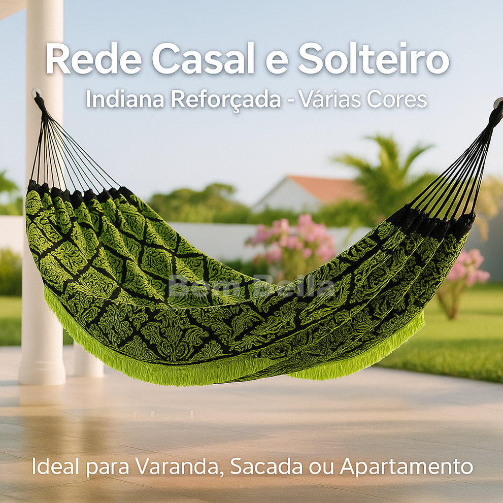 Rede de Dormir Descanso Casal e Solteiro Indiana Reforçada 4m Varanda Sacada Estampas Cores variadas