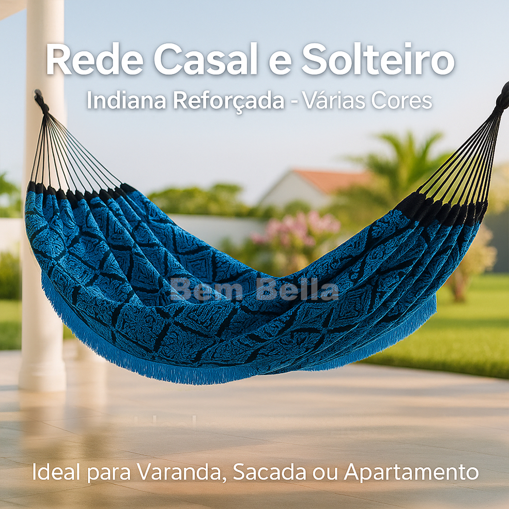 Rede de Dormir Descanso Casal e Solteiro Indiana Reforçada 4m Varanda Sacada Estampas variadas Cores