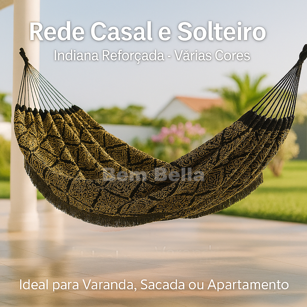 Rede de Dormir Descanso Casal e Solteiro Indiana Reforçada 4m Varanda Sacada Estampas variadas cores