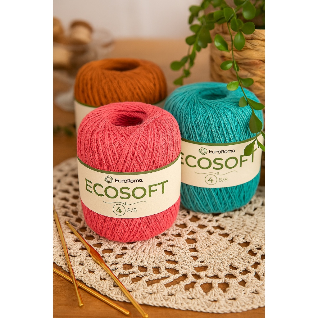 Barbante EuroRoma Ecosoft Número 4 - 300g / 483 metros - CROCHÊ - TRICÔ - FIO 4 - BARBANTE 4 em Oferta na Shopee