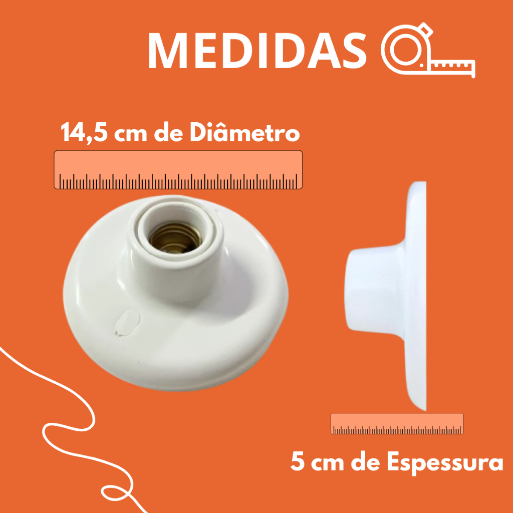 Kit 10 Plafon Luminaria Bocal de Teto Soquete E27 Branco Bivolt Plafonier Redondo 110v 220v