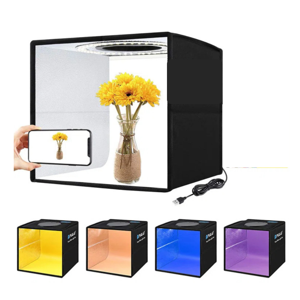 Mini Estúdio Box Cabine Fotográfica 40x40 Com iluminação Led Usb