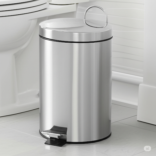 Lixeira Inox Pedal 5 litros Alça Cesto Interno Removível Banheiro Cozinha Escritório 5L Moderna