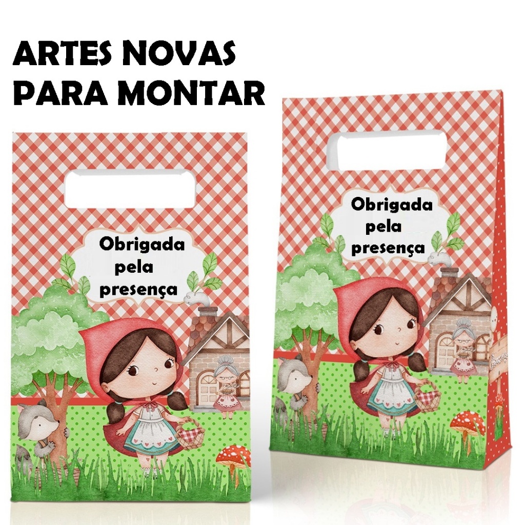 Sacolinha Surpresa Personalizada Chapeuzinho Vermelho Lembrancinha para Festa Infantil