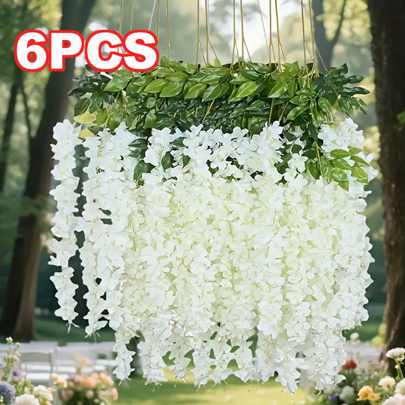 Kit 12 Galhos Flor Cerejeira Artificial Ramos Grande Pendente Corrente Galhos Decoração Rosa Branco