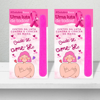 20, 50 Ou 100 Lembrancinha Outubro Rosa Mini Lixa + Card 9x5 Cm - Mimo Cliente em Oferta na Shopee