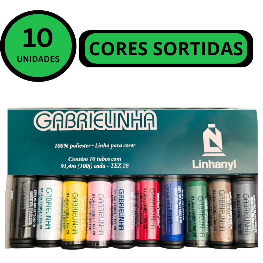10 Linhas Gabrielinha de Costura - Caixa com 10 Unidades