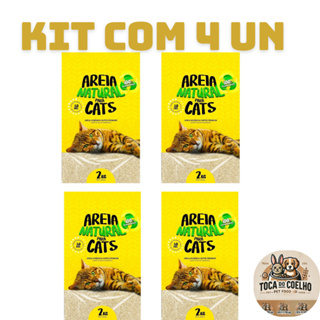 KIT COM 4 AREIA HIGIÊNICA NATURAL BIODEGRADÁVEL MILHO E MANDIOCA PARA GATOS TIGER CATS 2KG em Oferta na Shopee