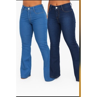 Calça jeans feminina flare em Oferta na Shopee