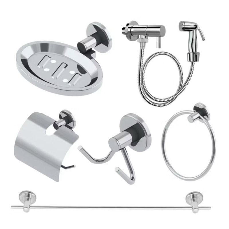 Kit Stander Cromado 5 Peças + Ducha Higiênica Bidê Cromada
