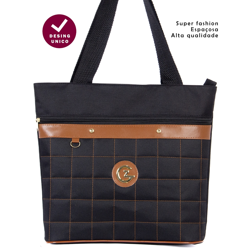 Bolsa Feminina Pano Tecido Oxford Grande Alça Ombro/Lateral Cabe Notebook Envio Rapido