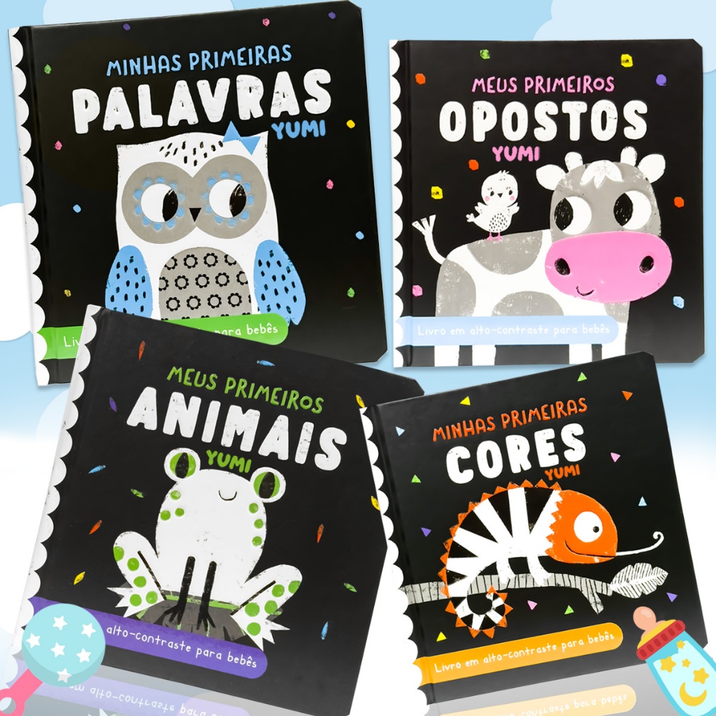 Coleção Livros De Auto Contraste Para Bebês : Leitura Infantil Ilustrada E Interativa | Capa Dura E Texturizada Crianças em Oferta na Shopee