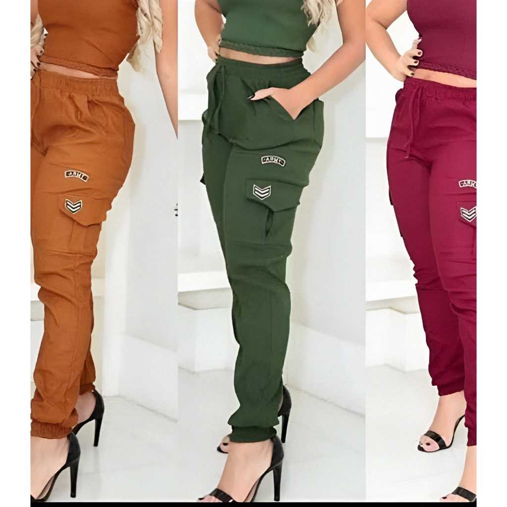 Calça Feminina Calça Army Calça Bengaline Bomber em Oferta na Shopee