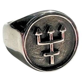 Anel em Aço Inox Exu Garfo Tridente Umbanda
