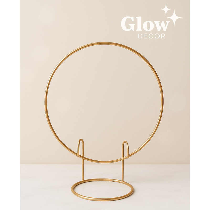 Mini Arco Suporte de Mesa Redondo Em Ferro Dourado para Decoração de Festa Pegue e Monte